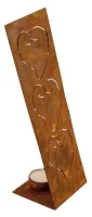 Teelichthalter 3 Herzen 28 cm Edelrost