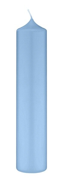 Altarkerzen 10 % Bienenwachs-Anteil Blue-Bell Hellblau 300 x Ø 60 mm, 4 Stück (einzeln cellophaniert)