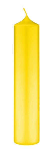 Altarkerzen 10 % Bienenwachs-Anteil Citron Zitrone Gelb 300 x Ø 50 mm, 4 Stück (einzeln cellophaniert)